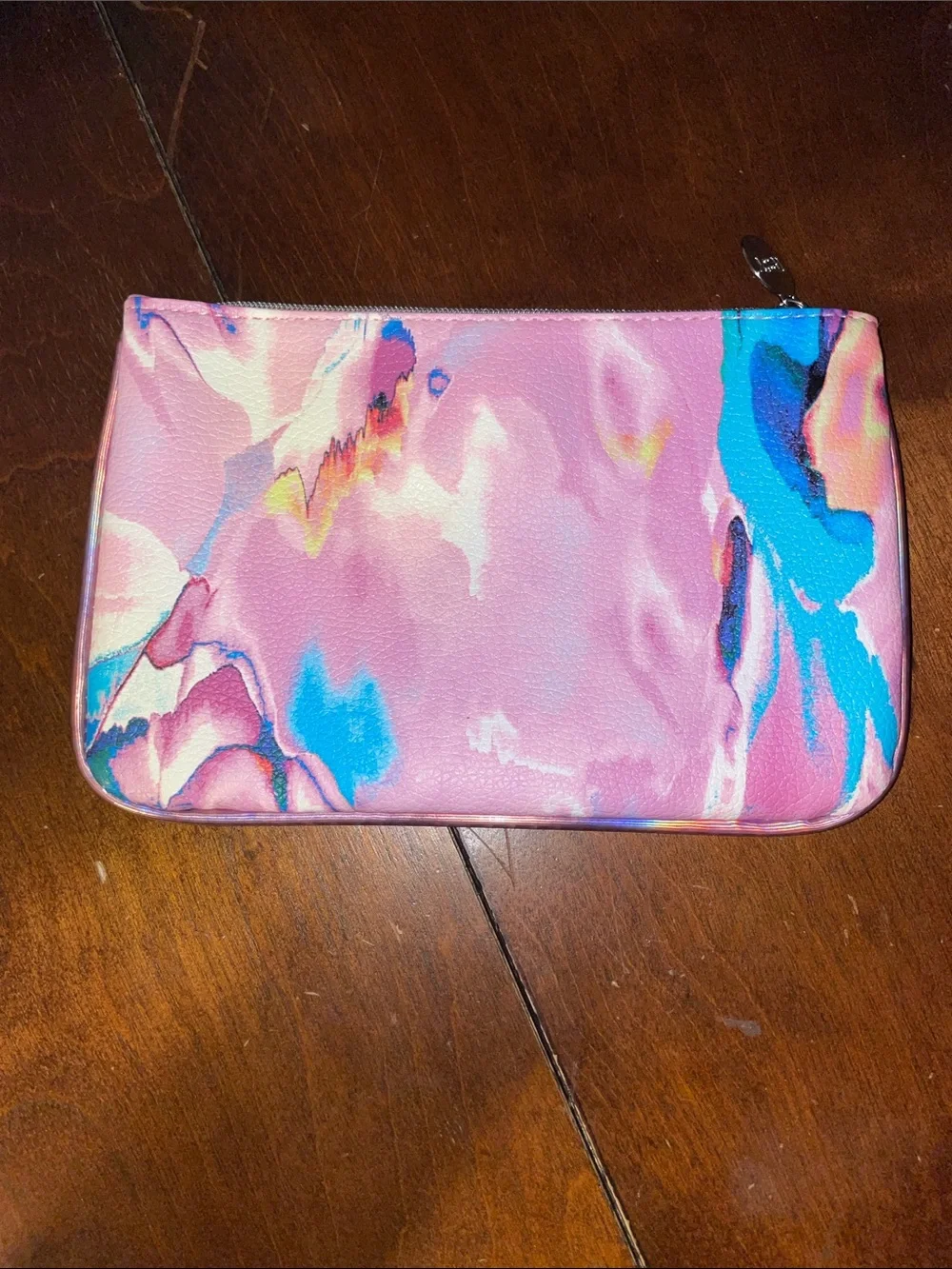 Ipsy Colorful Pink Marble Zip Make Up Pouch